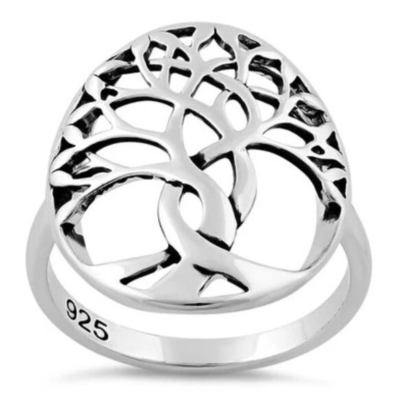 925 STERLING SILVER Tree Of Life Statement Ring - Picture 13 of 16